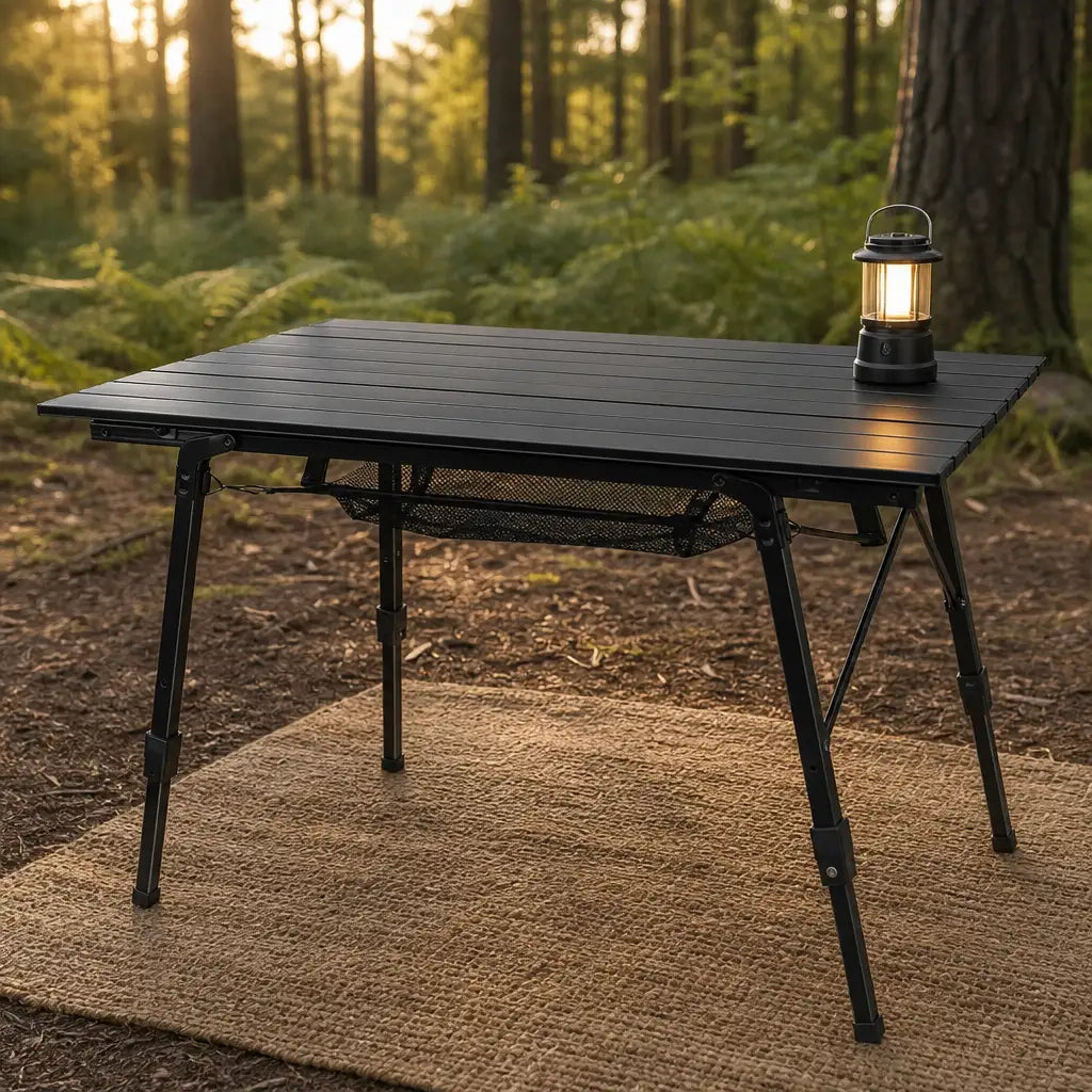 Table de camping pliable réglable en hauteur avec rangement suspendu | ALTRAK