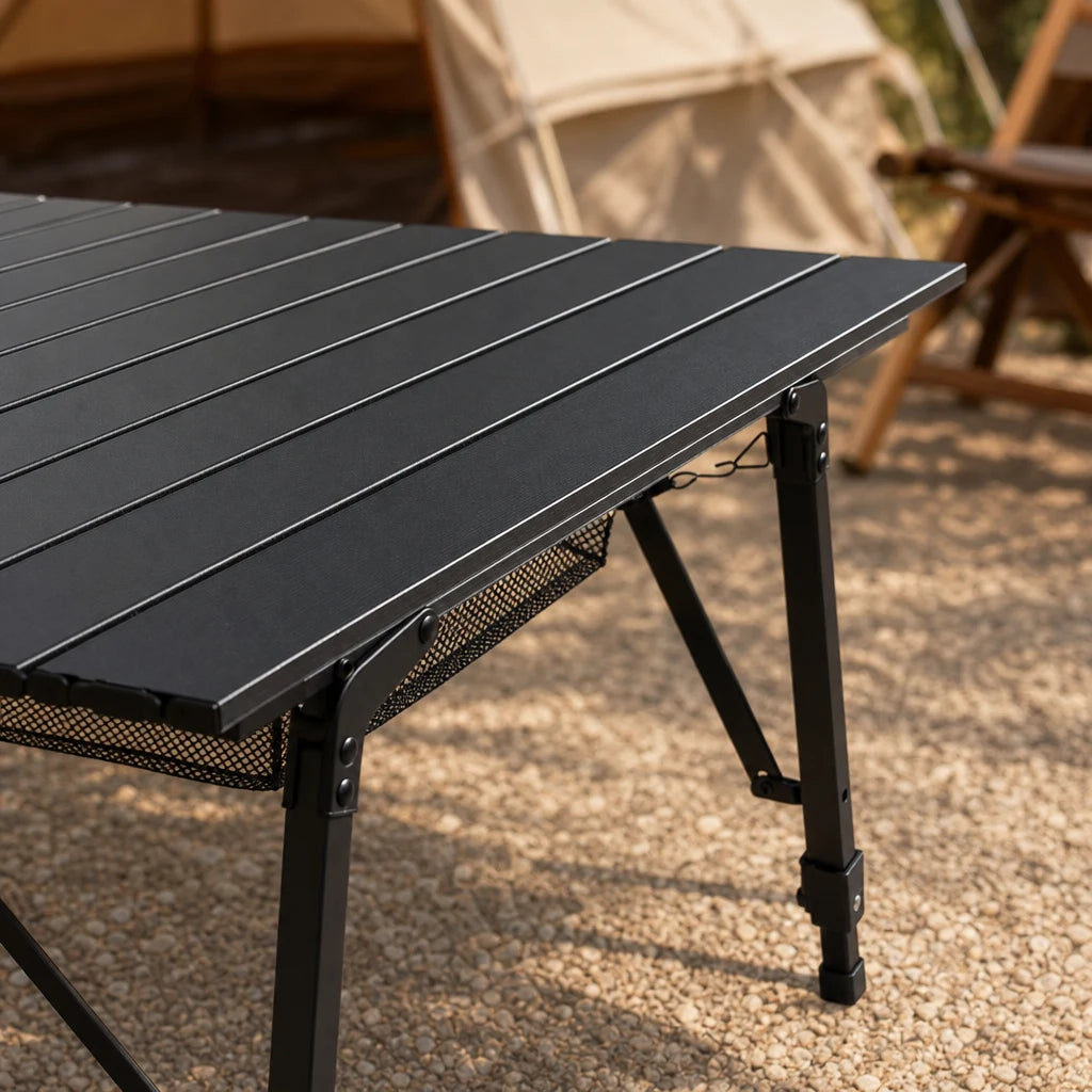 Table de camping pliable réglable en hauteur avec rangement suspendu | ALTRAK