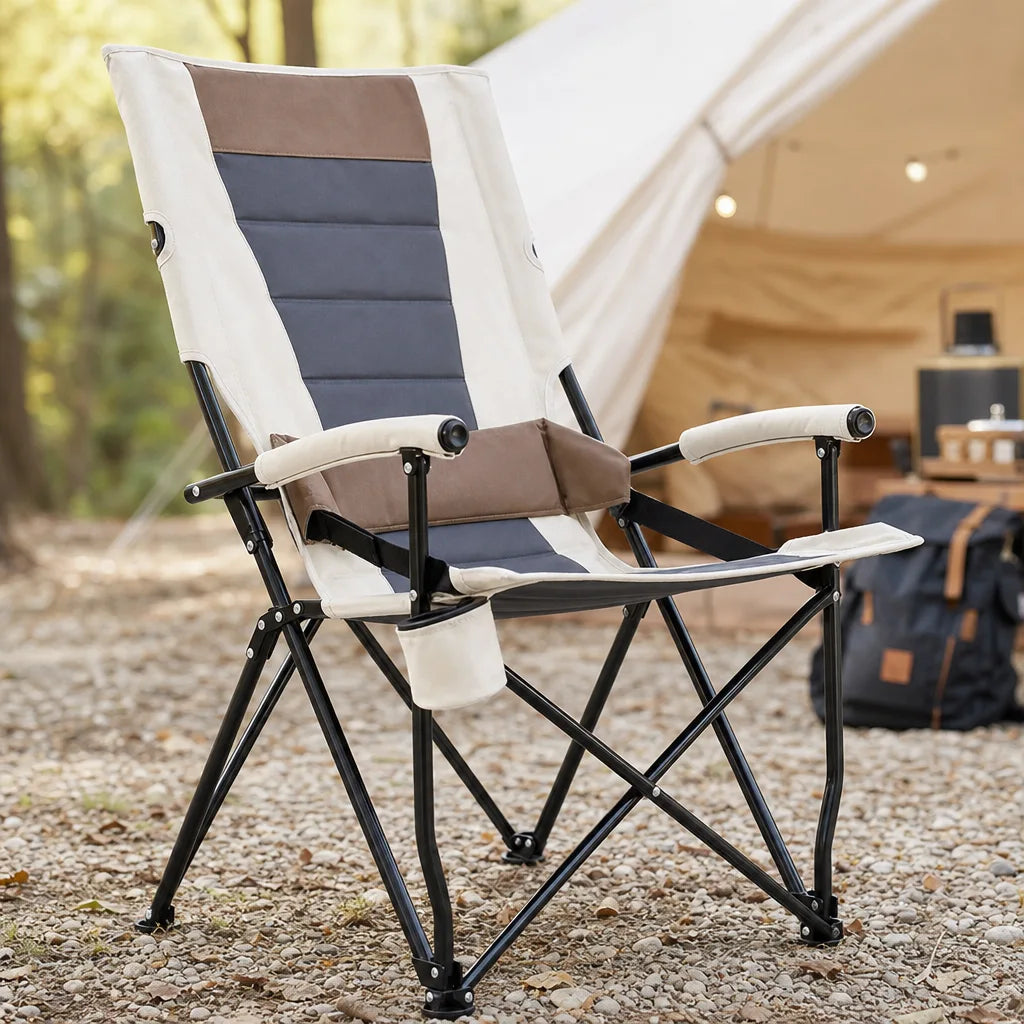 Chaise de camping pliante avec porte-gobelet et support lombaire | VELORA
