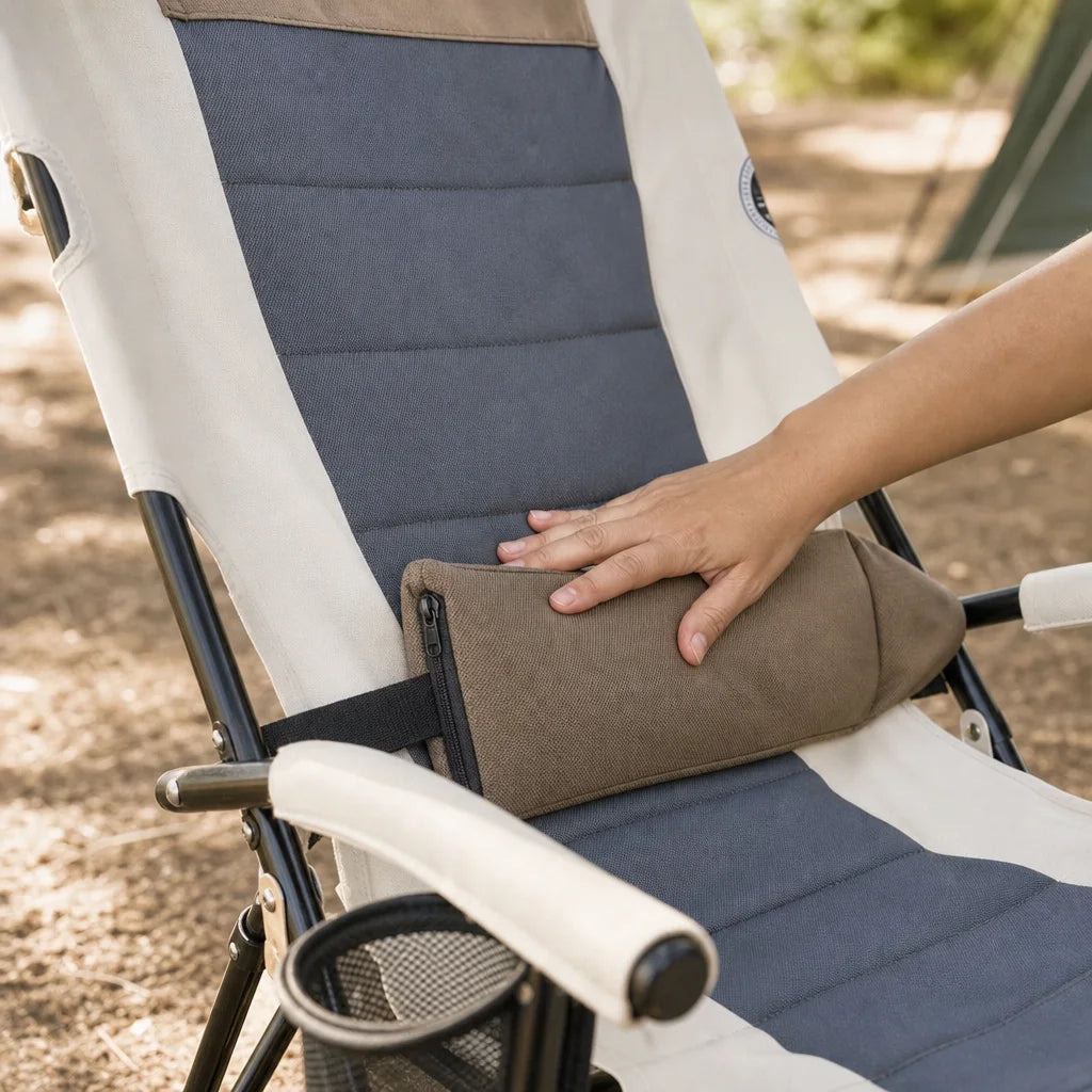 Chaise de camping pliante avec porte-gobelet et support lombaire | VELORA