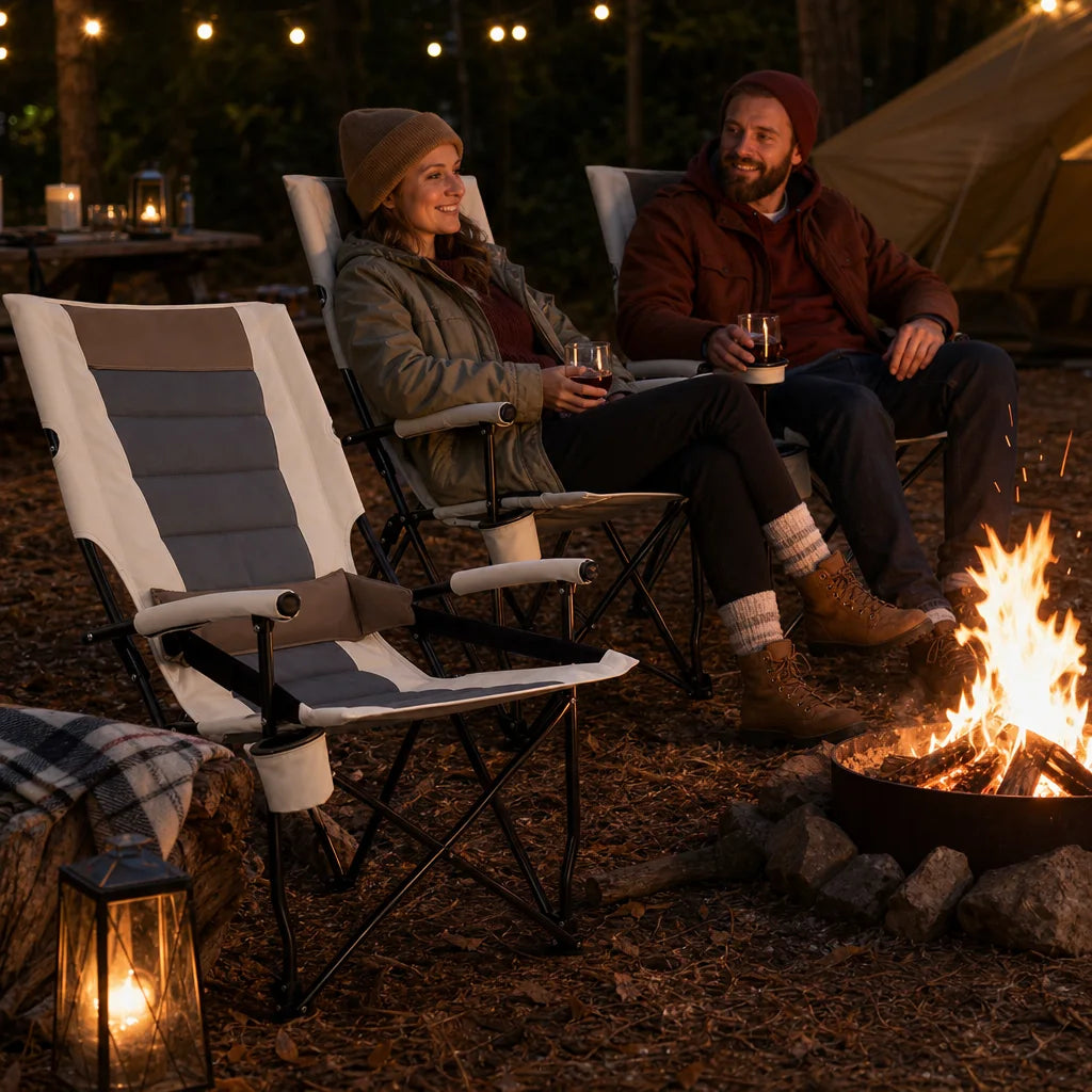 Chaise de camping pliante avec porte-gobelet et support lombaire | VELORA