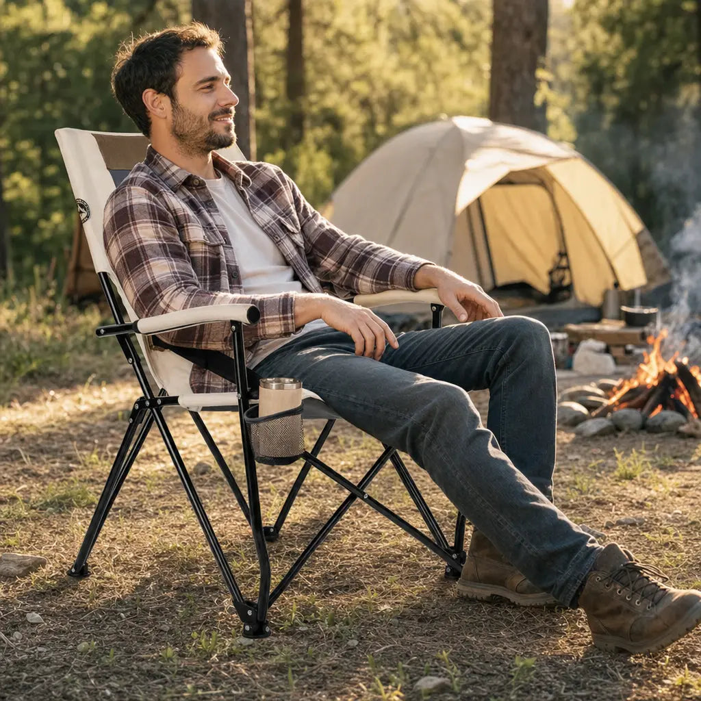 Chaise de camping pliante avec porte-gobelet et support lombaire | VELORA