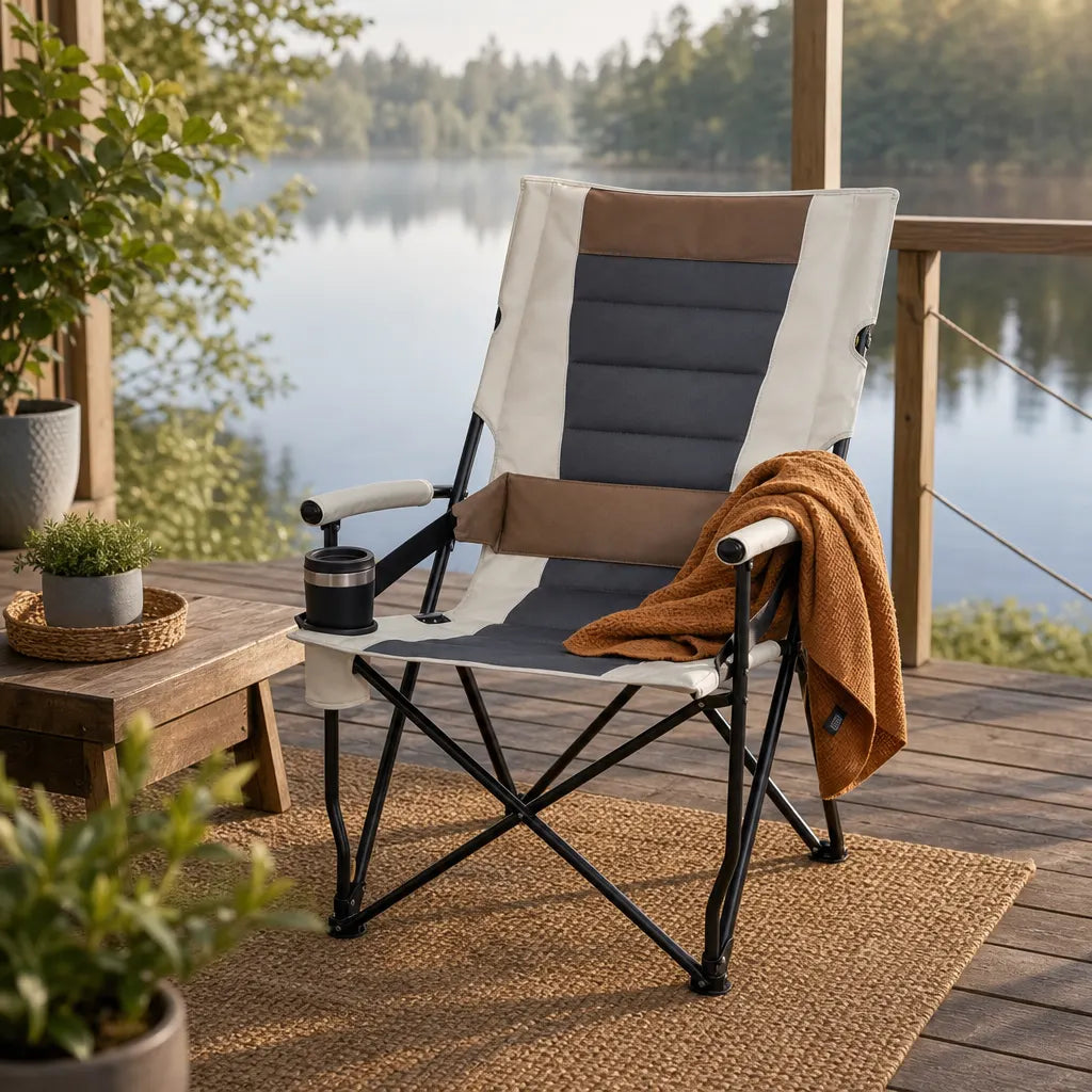 Chaise de camping pliante avec porte-gobelet et support lombaire | VELORA