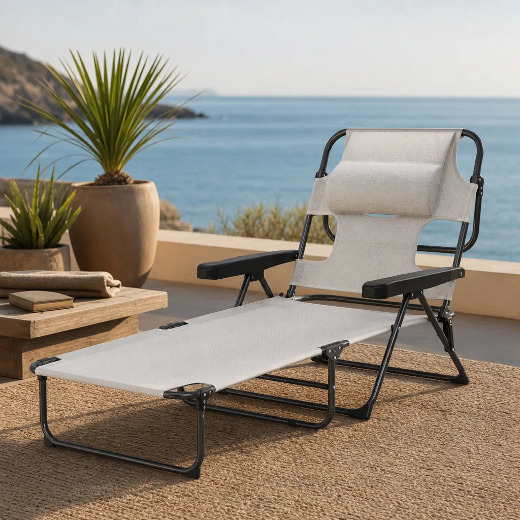 Chaise longue pliante réglable extérieure | SOLYRA