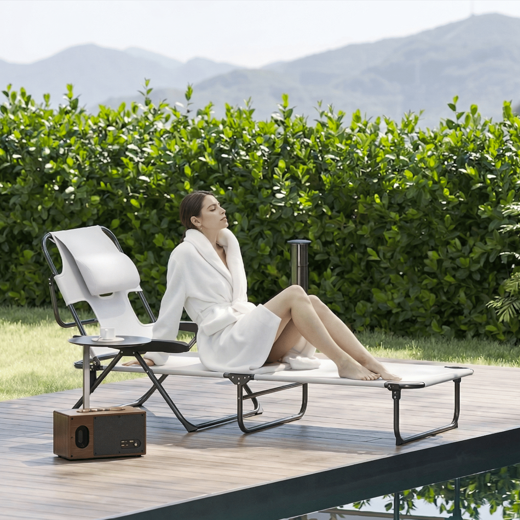 Chaise longue pliante réglable extérieure | SOLYRA