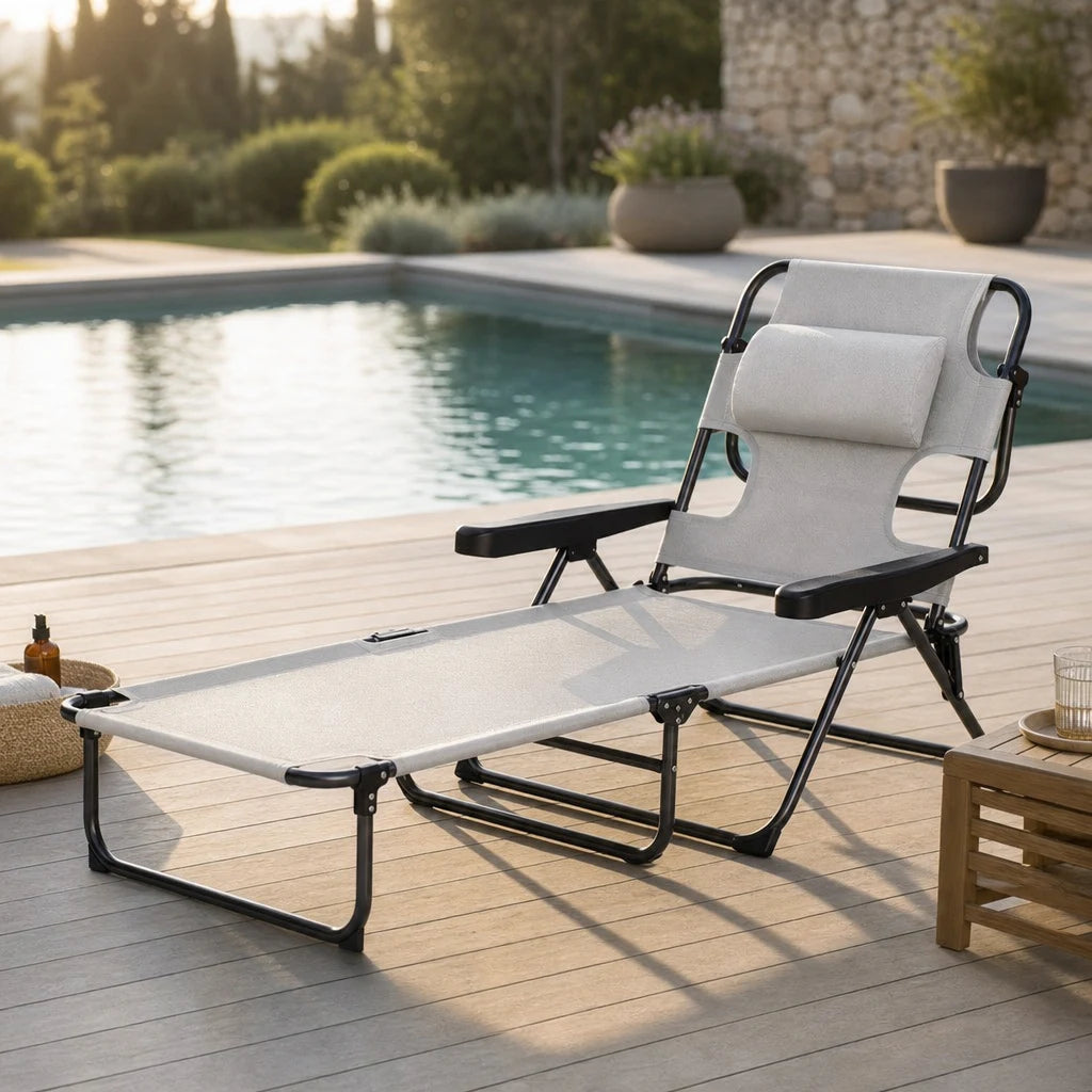Chaise longue pliante réglable extérieure | SOLYRA