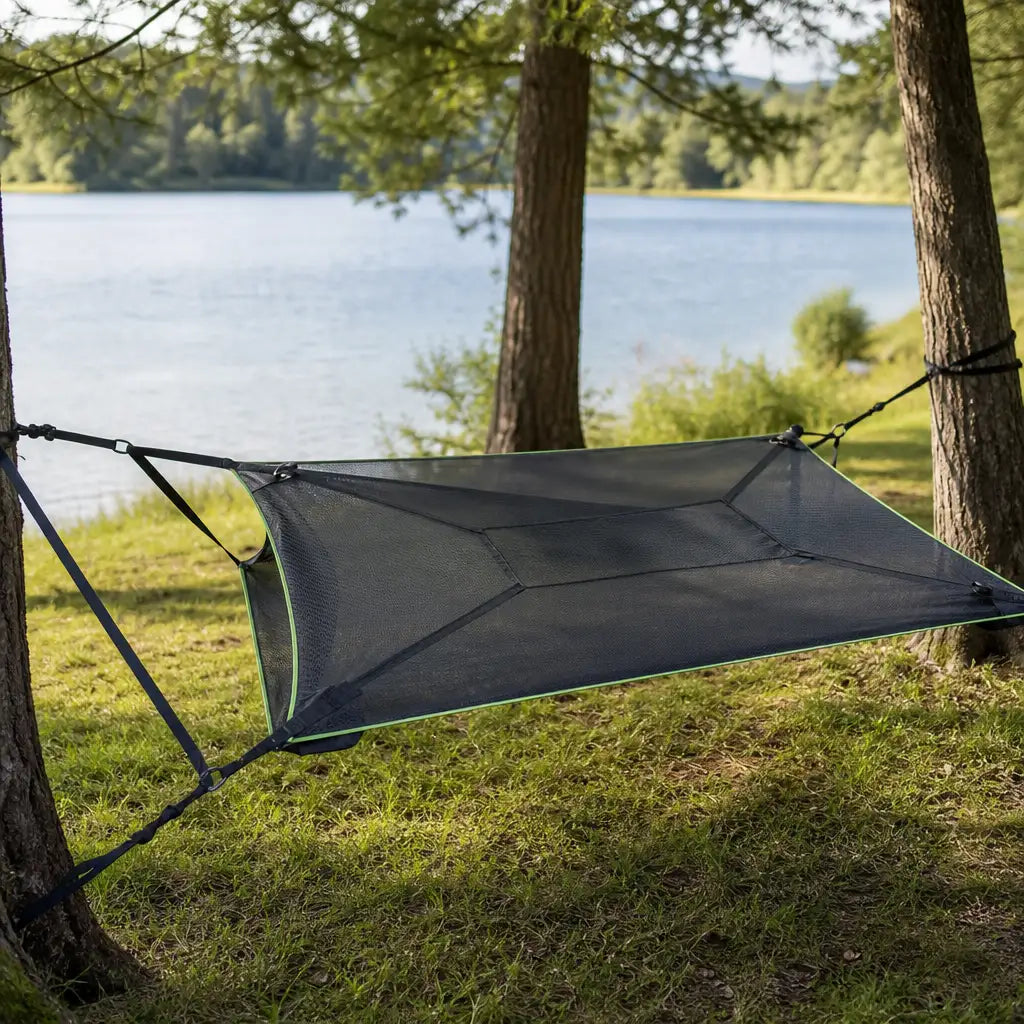 Hamac de camping 4 points anti-retournement avec structure stabilisée | QUADNEST