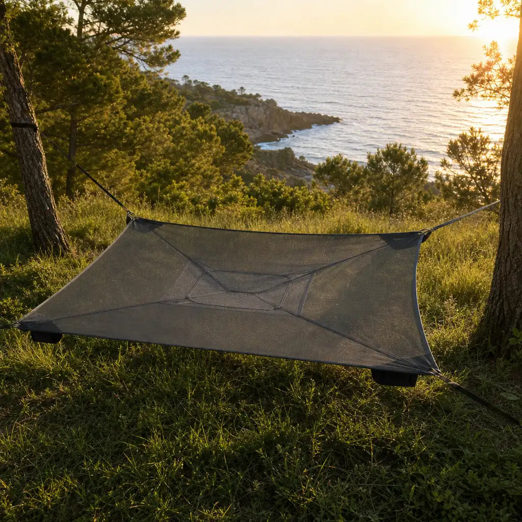 Hamac de camping 4 points anti-retournement avec structure stabilisée | QUADNEST