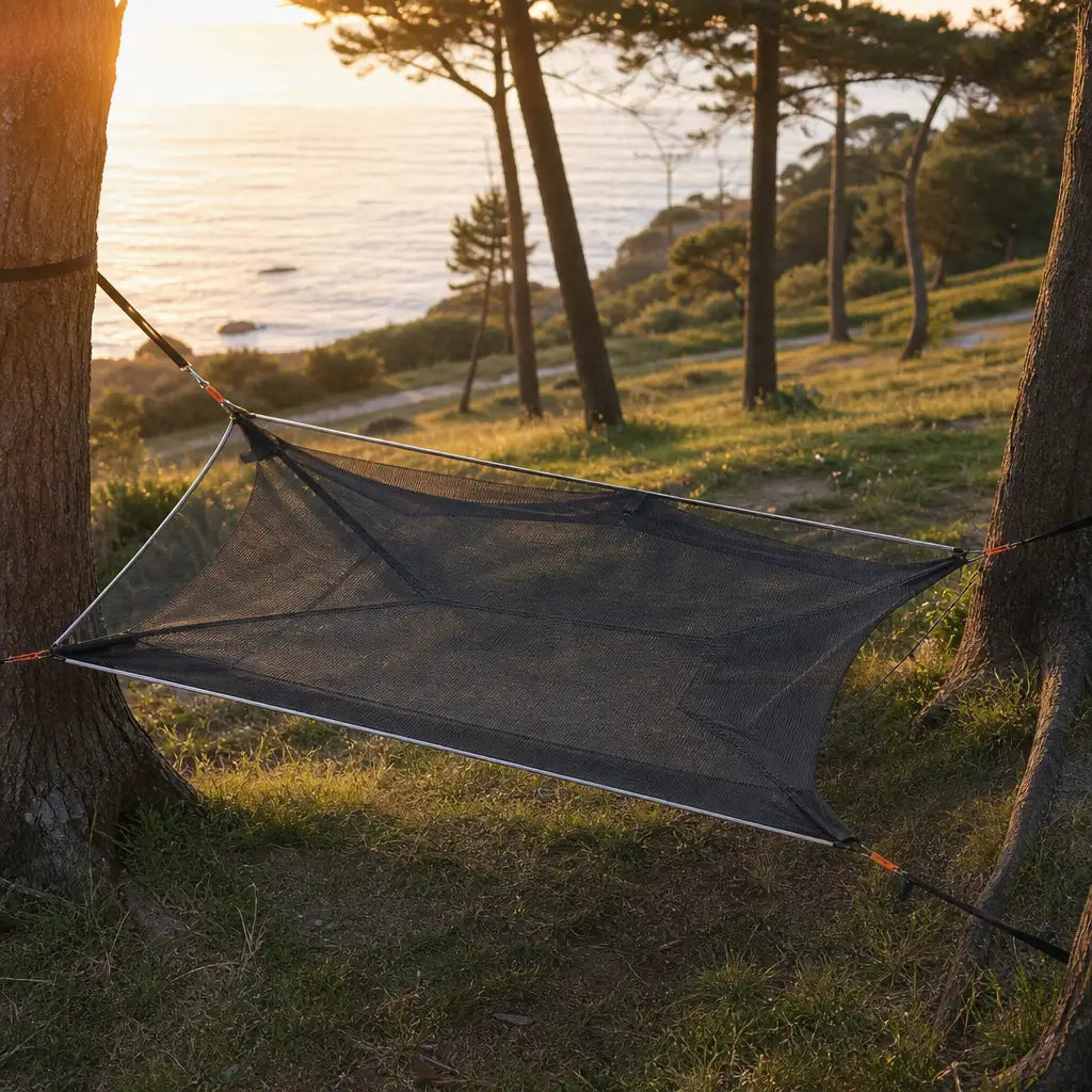 Hamac de camping 4 points anti-retournement avec structure stabilisée | QUADNEST