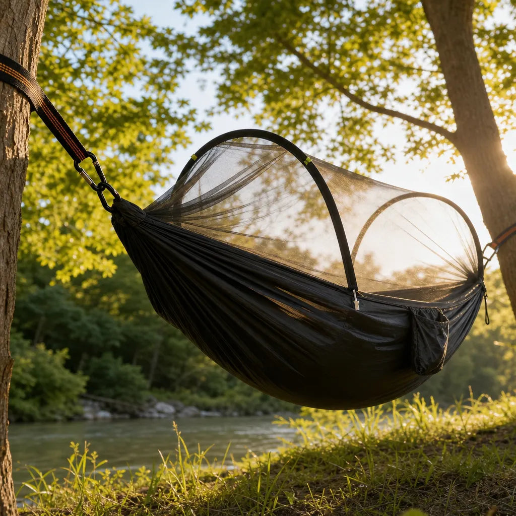 Hamac de camping avec moustiquaire intégrée 2 en 1 en nylon parachute | SKYNEST