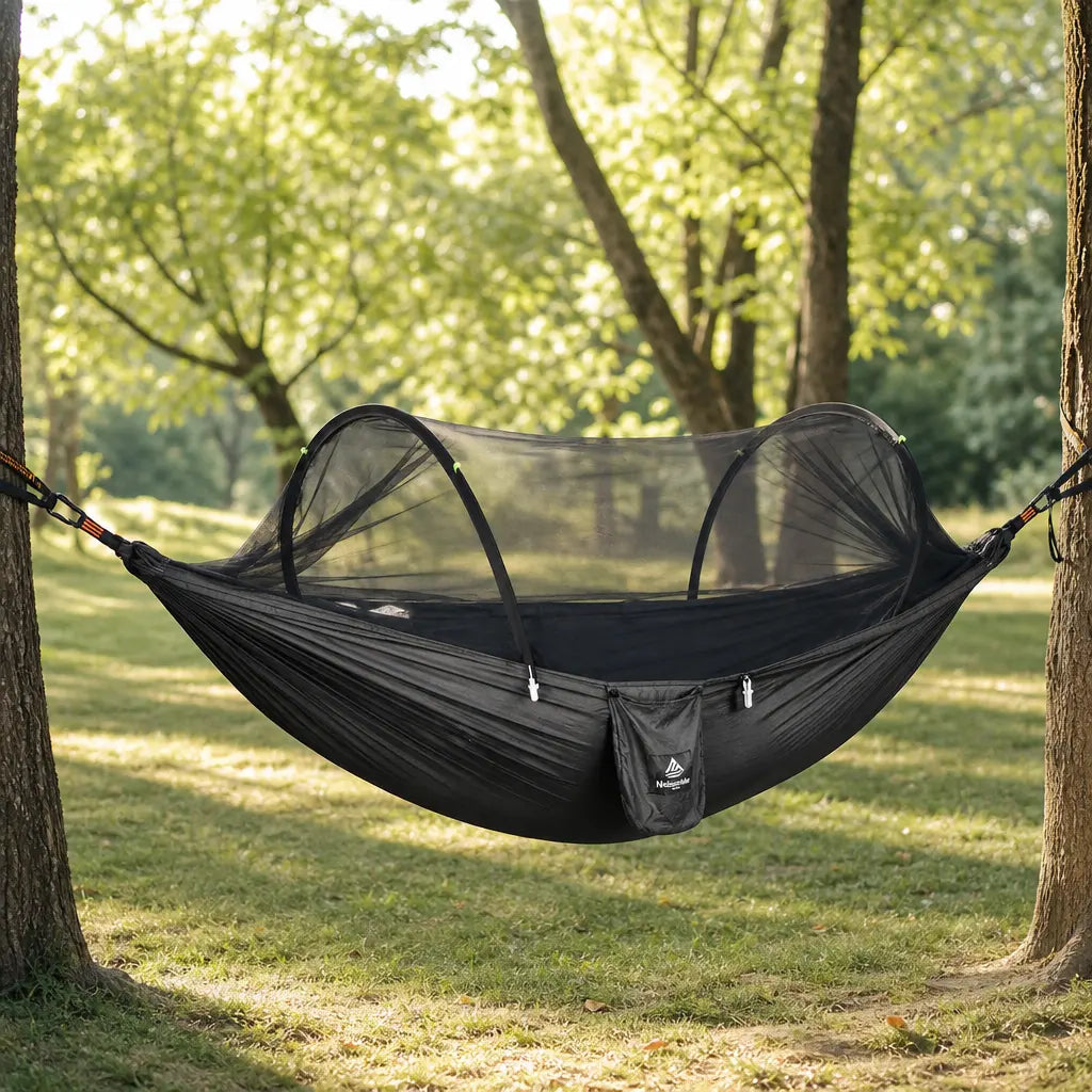 Hamac de camping avec moustiquaire intégrée 2 en 1 en nylon parachute | SKYNEST