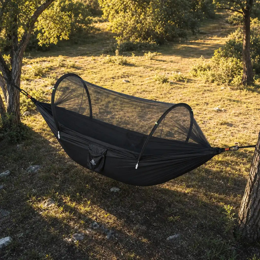 Hamac de camping avec moustiquaire intégrée 2 en 1 en nylon parachute | SKYNEST