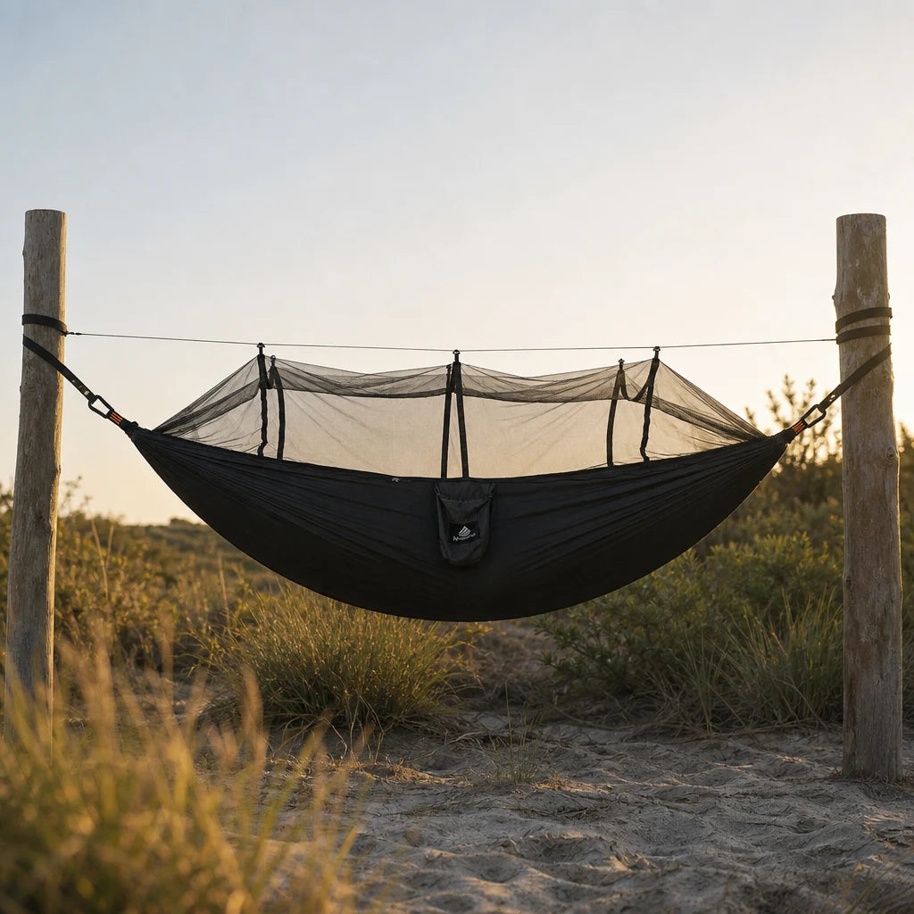 Hamac de camping avec moustiquaire intégrée 2 en 1 en nylon parachute | SKYNEST
