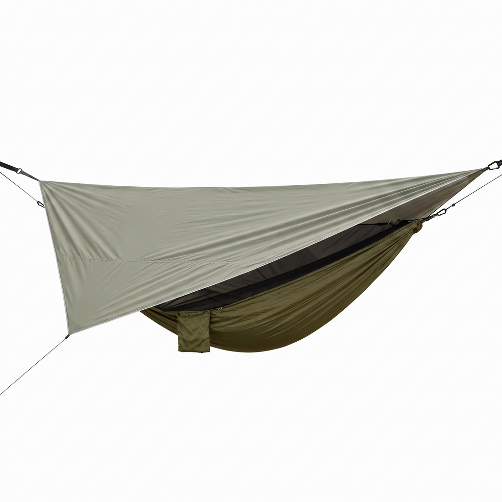 Hamac de camping avec moustiquaire intégrée et bâche imperméable | NESTORA
