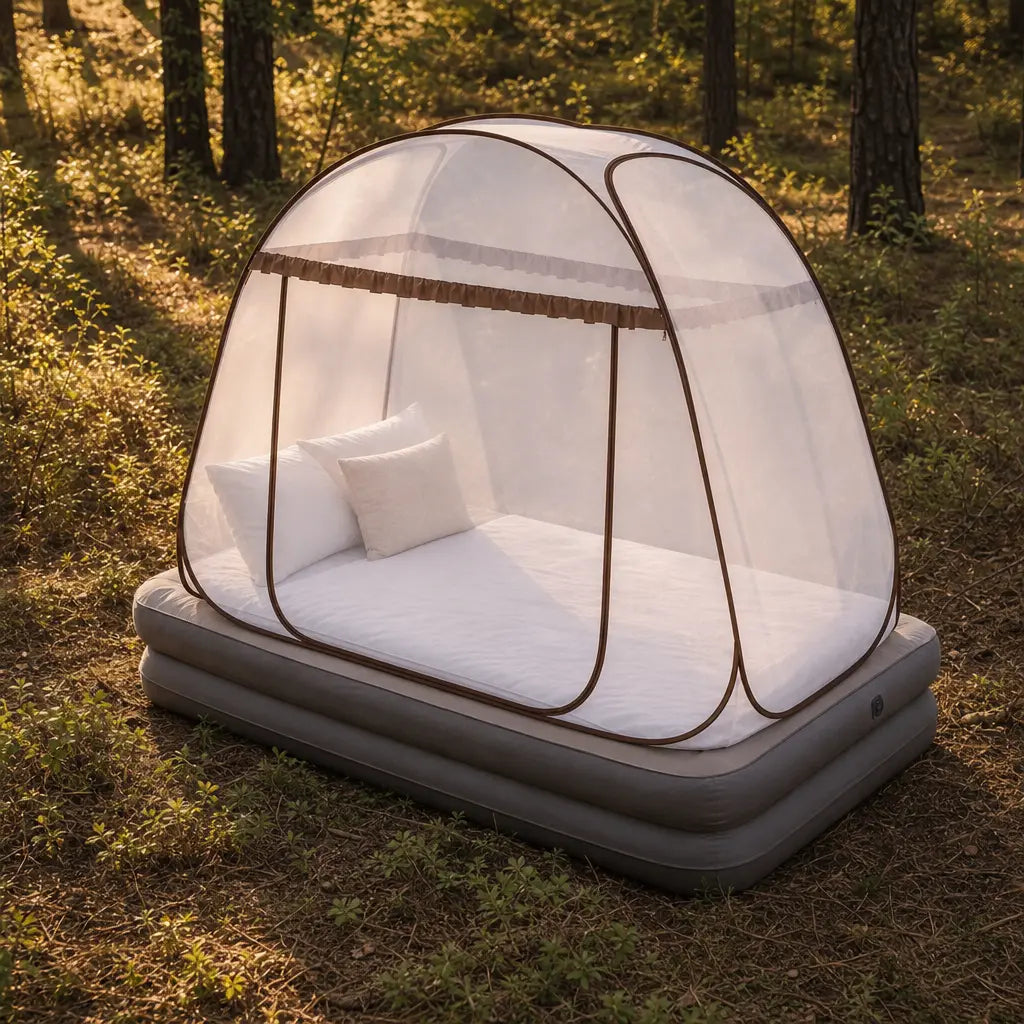 Moustiquaire de camping pliable type yourte pour lit et couchage extérieur | YURTENA