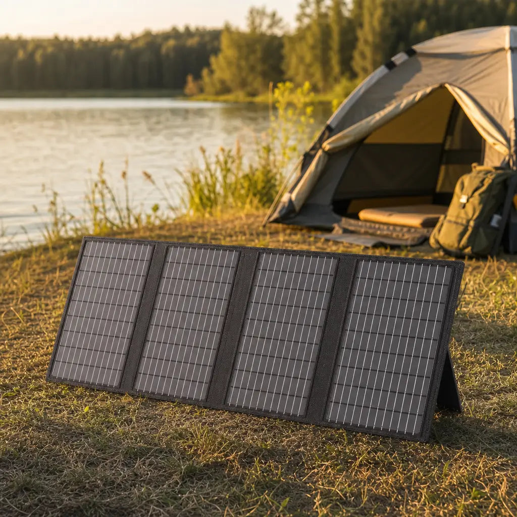 Panneau solaire portable pliable USB-C pour camping et recharge autonome | SOLTREK