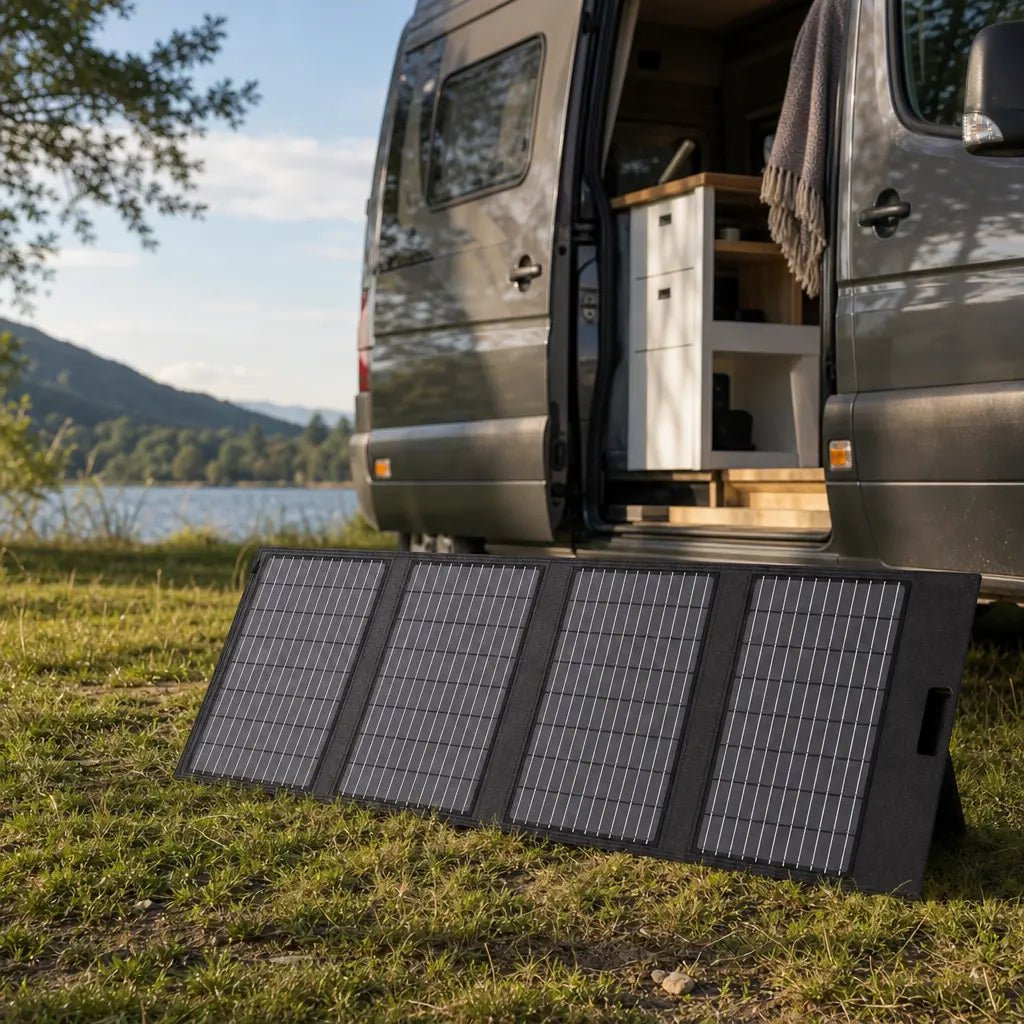 Panneau solaire portable pliable USB-C pour camping et recharge autonome | SOLTREK