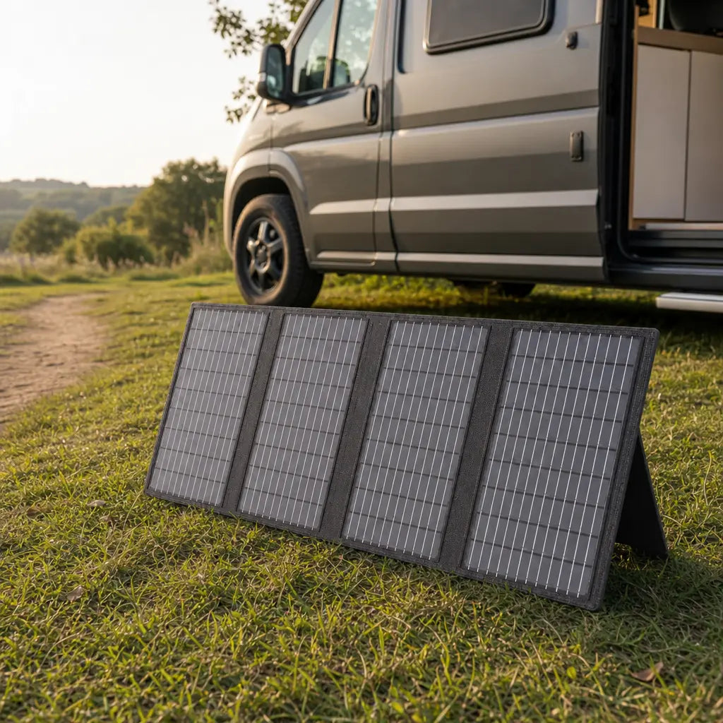 Panneau solaire portable pliable USB-C pour camping et recharge autonome | SOLTREK