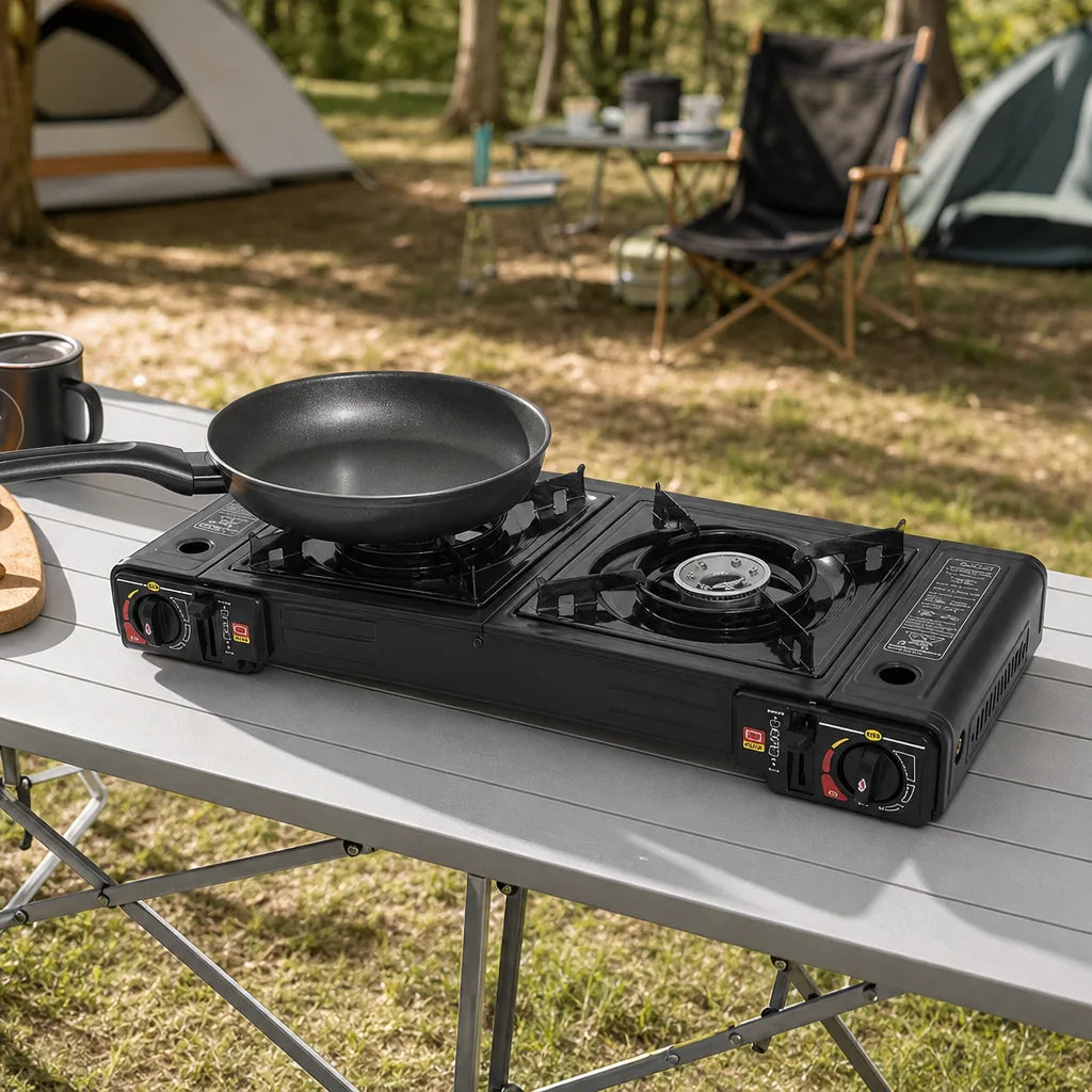 Réchaud à gaz portable double brûleur 2,5 kW avec allumage automatique | FLAMVIK