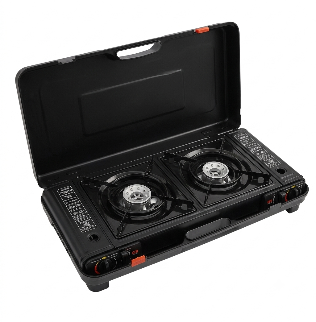 Réchaud à gaz portable double brûleur 2,5 kW avec allumage automatique | FLAMVIK