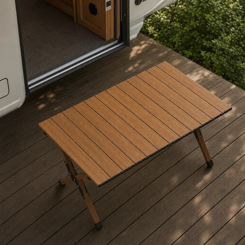 Table de camping pliante effet bois grand format | HOLTEN