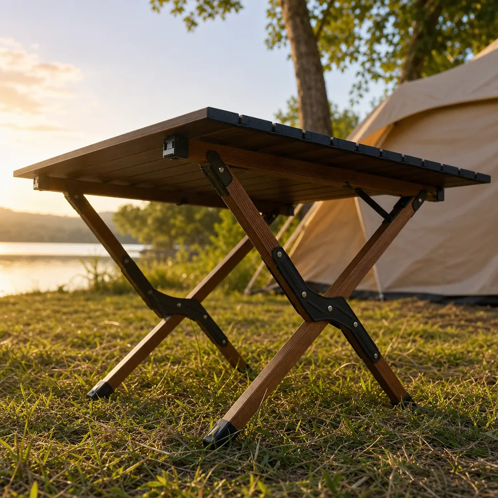 Table de camping pliante effet bois grand format | HOLTEN