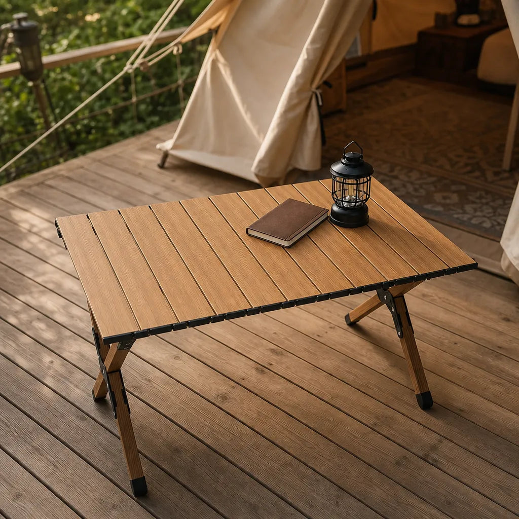 Table de camping pliante effet bois grand format | HOLTEN