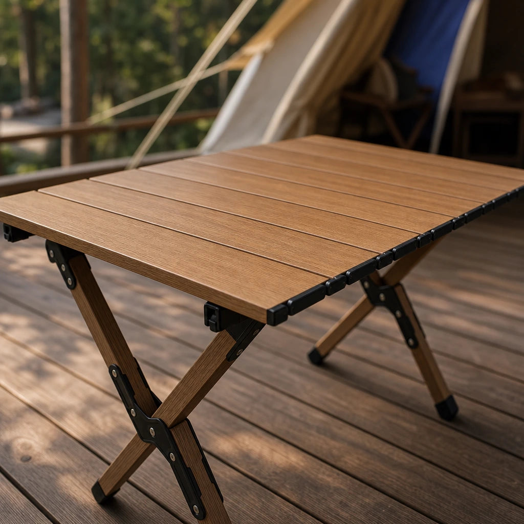 Table de camping pliante effet bois grand format | HOLTEN