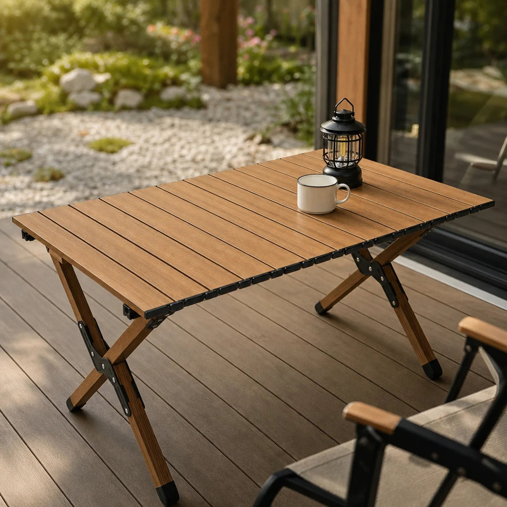 Table de camping pliante effet bois grand format | HOLTEN