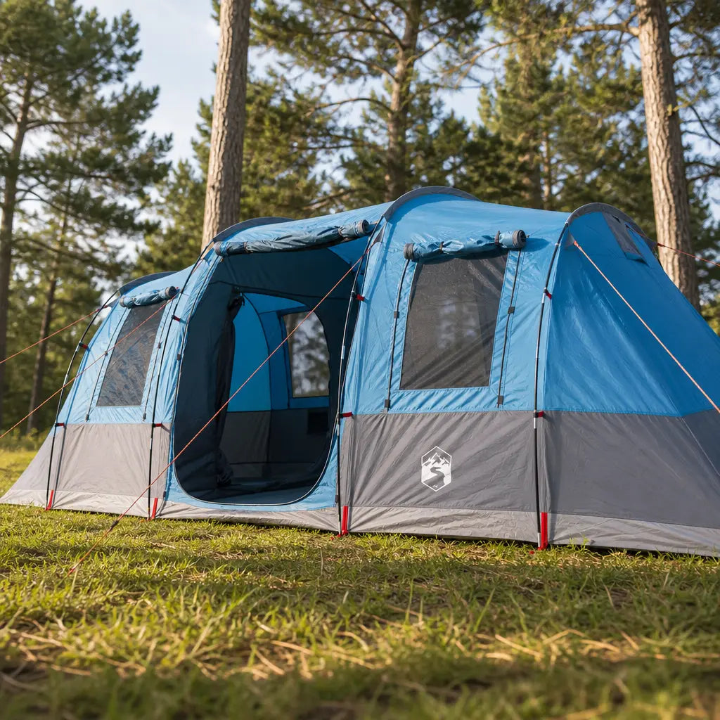 Tente familiale tunnel 6 places imperméable avec 2 chambres séparées bleu océan | NORDHAVEN