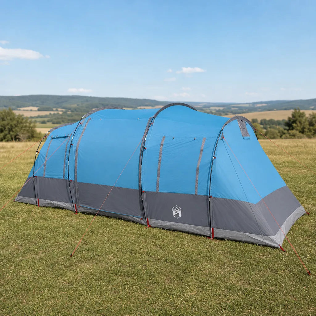 Tente familiale tunnel 6 places imperméable avec 2 chambres séparées bleu océan | NORDHAVEN