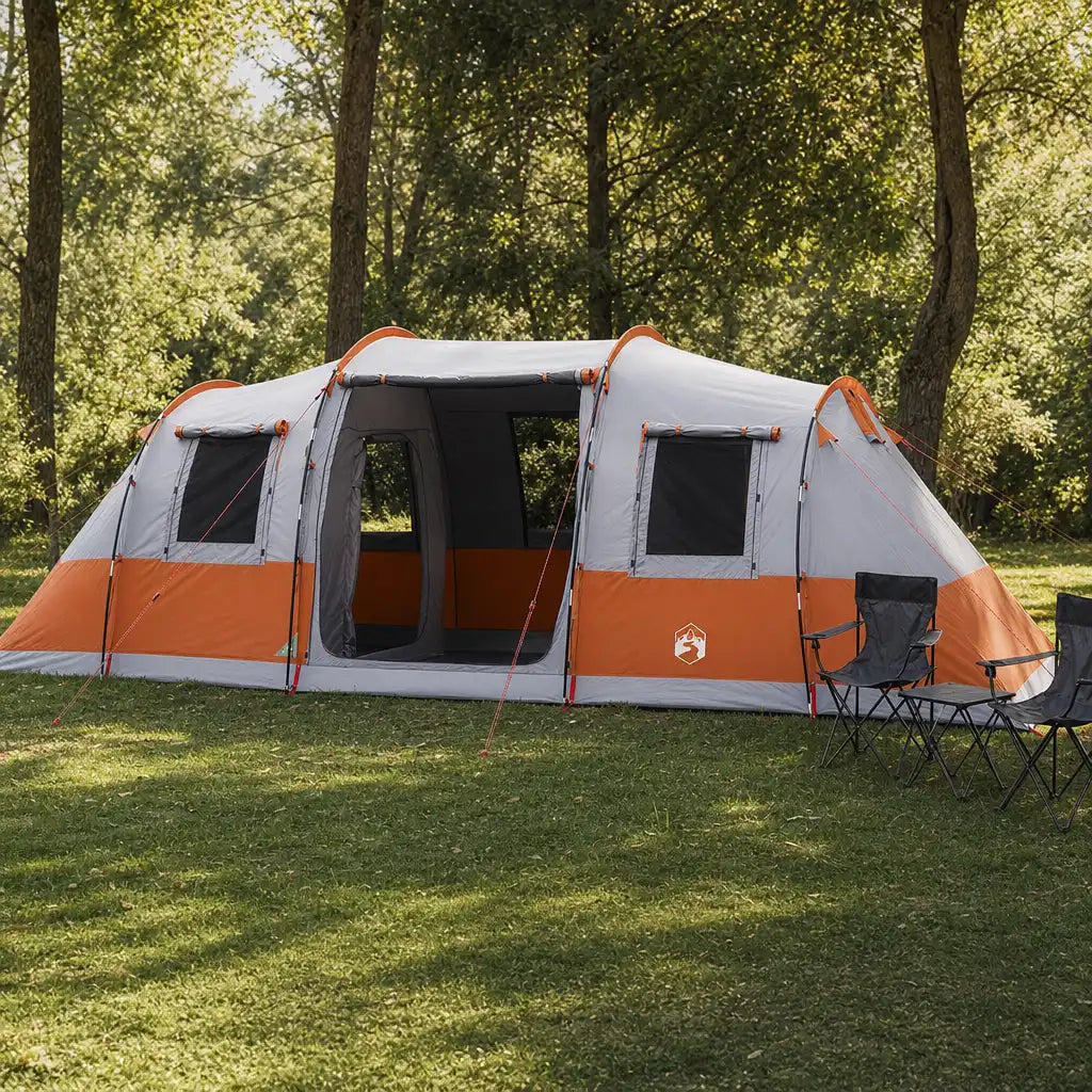 Tente familiale tunnel 6 places imperméable avec 2 chambres séparées orange sable | NORDHAVEN