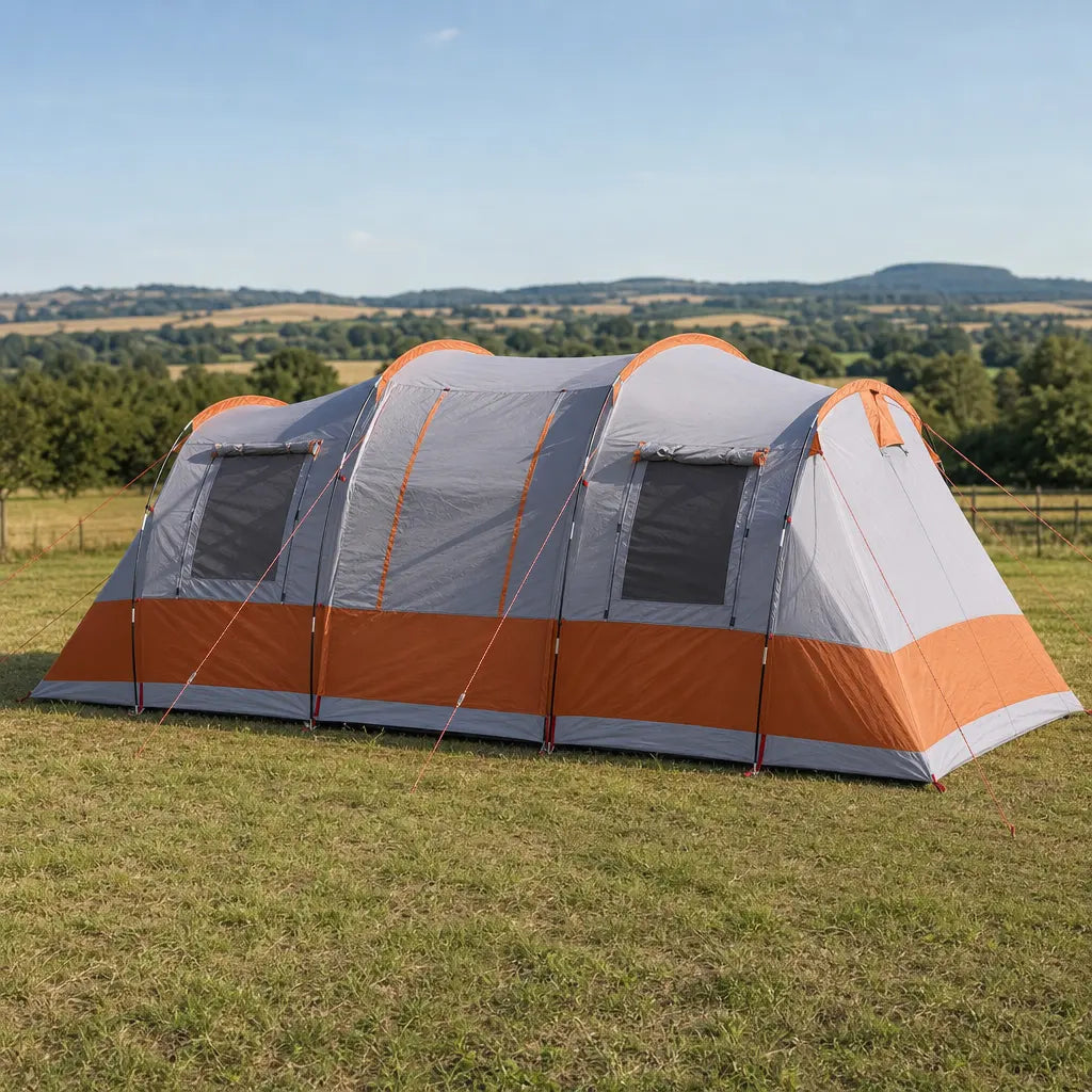 Tente familiale tunnel 6 places imperméable avec 2 chambres séparées orange sable | NORDHAVEN