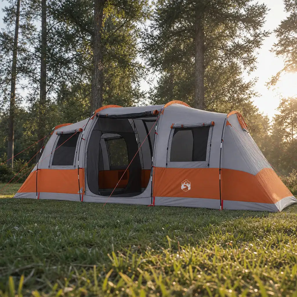 Tente familiale tunnel 6 places imperméable avec 2 chambres séparées orange sable | NORDHAVEN