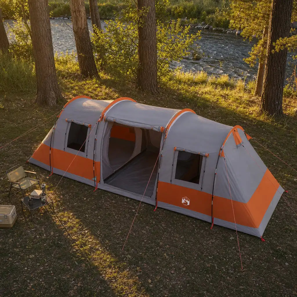 Tente familiale tunnel 6 places imperméable avec 2 chambres séparées orange sable | NORDHAVEN