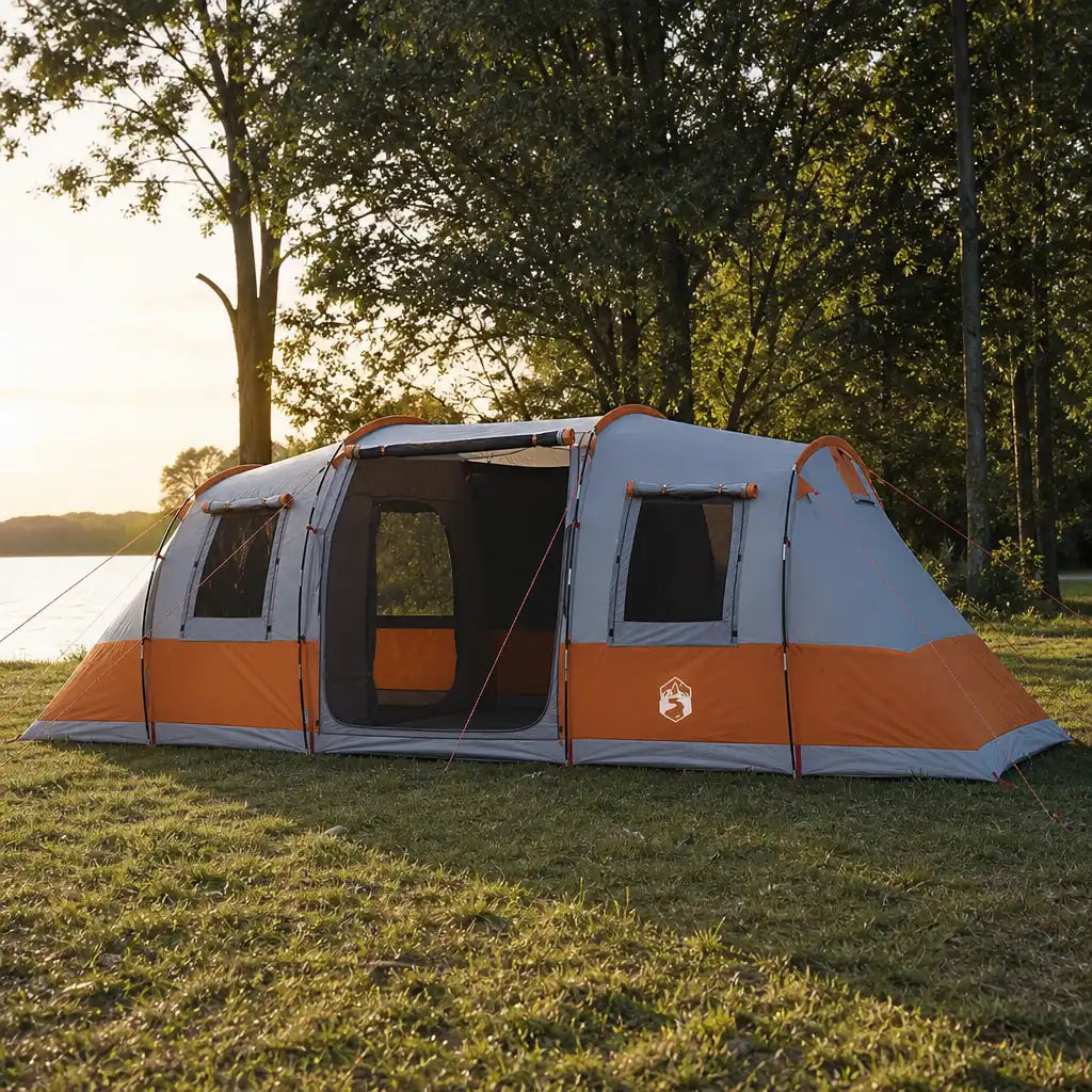 Tente familiale tunnel 6 places imperméable avec 2 chambres séparées orange sable | NORDHAVEN