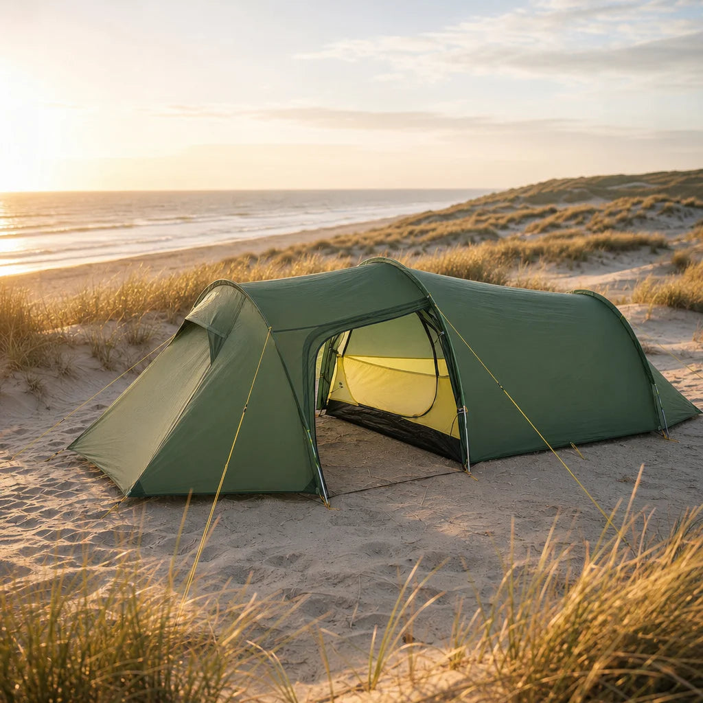 Tente tunnel 4 saisons tissu 20D silicone avec abside 3 personnes | NORDVIK