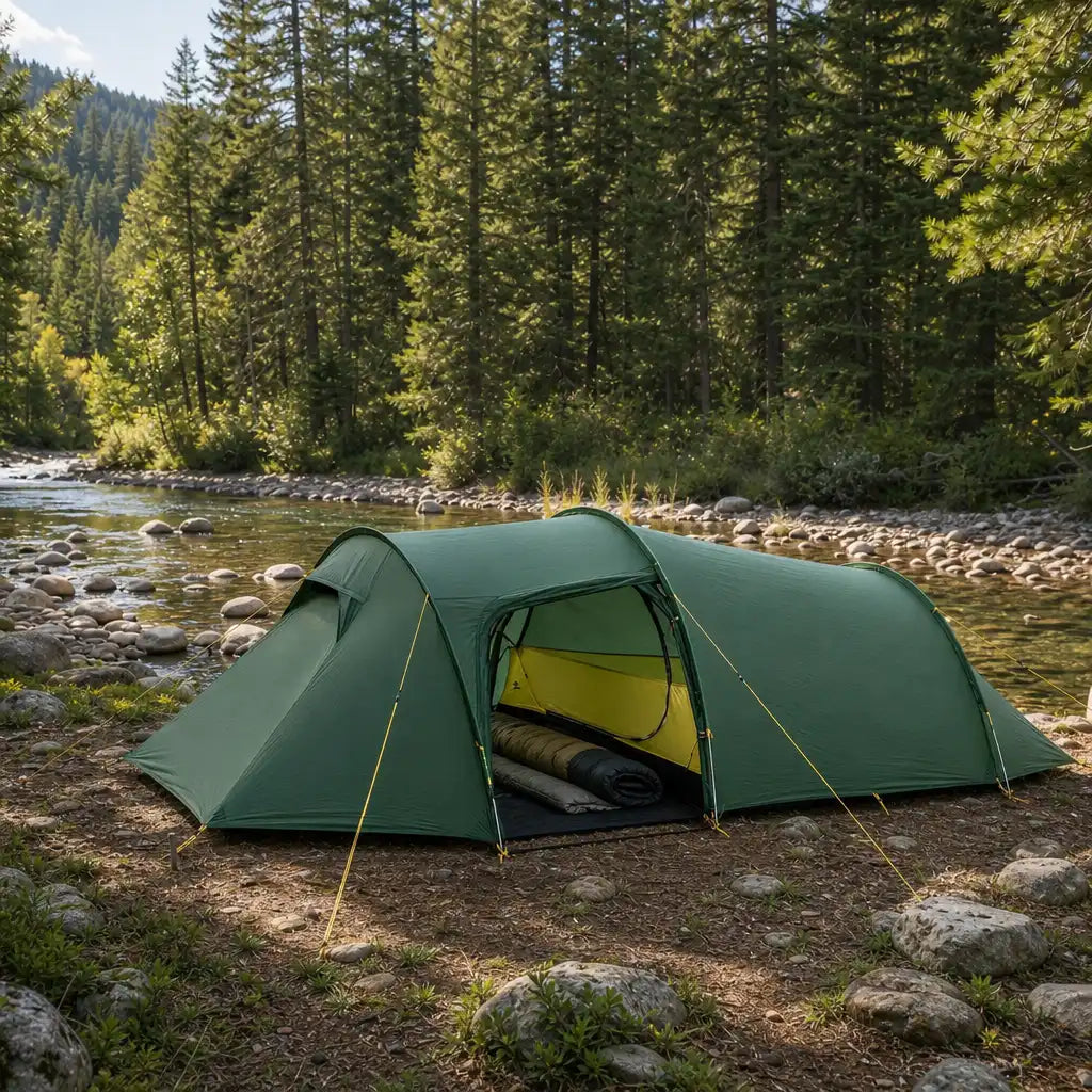 Tente tunnel 4 saisons tissu 20D silicone avec abside 3 personnes | NORDVIK